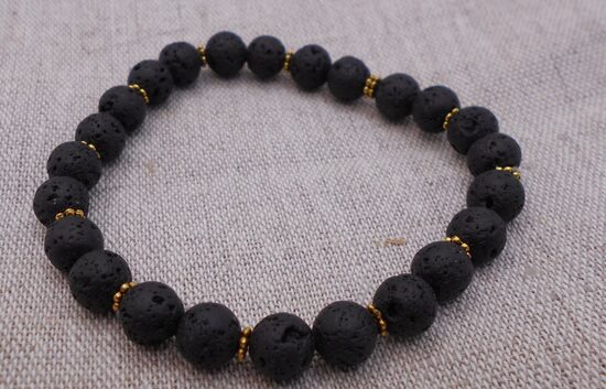 Lavas rokassprādze ar zelta krāsas starplikām  (18-19 cm)