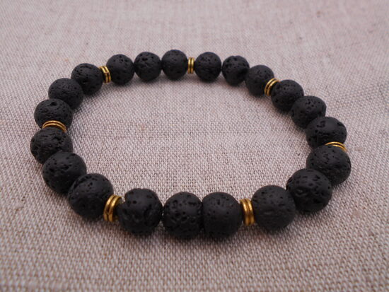 Lavas rokassprādze ar zelta krāsas starplikām  (20-21 cm)