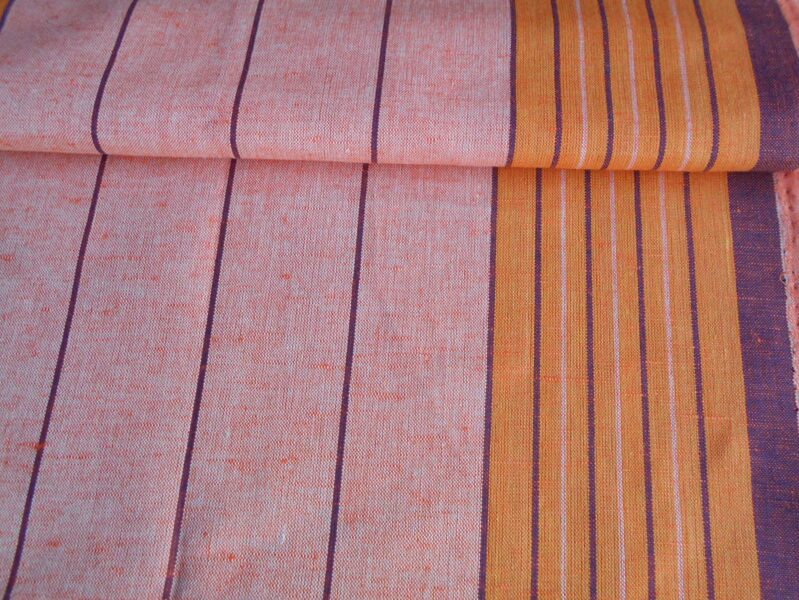 Oranžs puslina dvielis ar dzeltenām un zilām svītrām (50x70 cm)